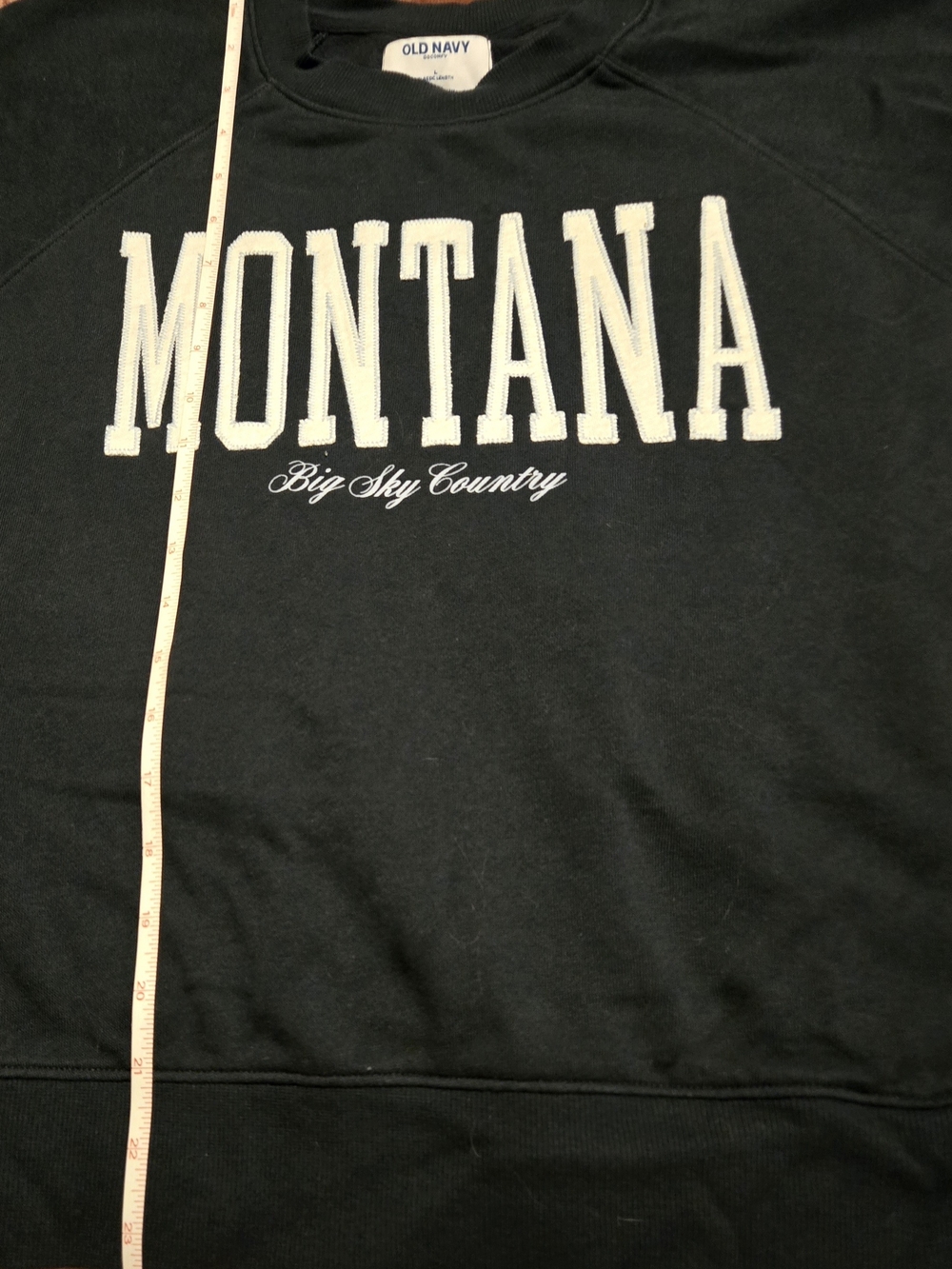 Old Navy, Navy Blue Crewneck Sweatshirt with White Label Accent - Picture 5 of 7
